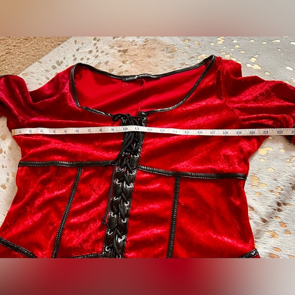 Vintage Lip Service Red Velvet Gothic Renaissance Vampire Bell Sleeve Tunic Plus - Picture 7 of 13
